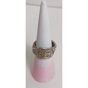 Vintage Original Rogers Spoon Ring Size 9 Silver Plated Floral Motif Art Nouveau